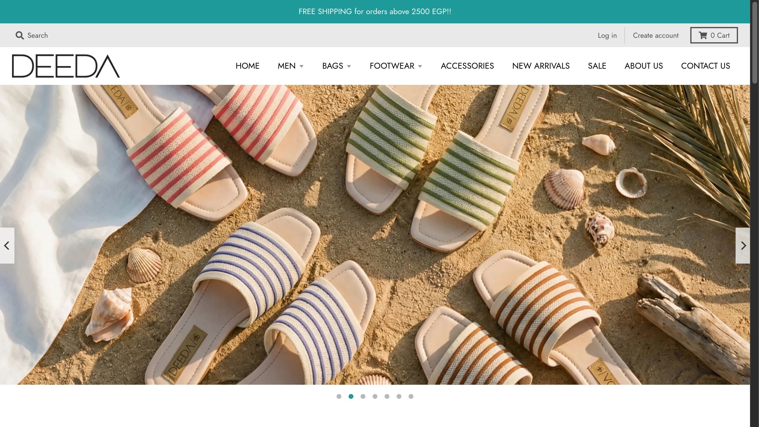 Deeda storefront showing a footwear campaign by the water